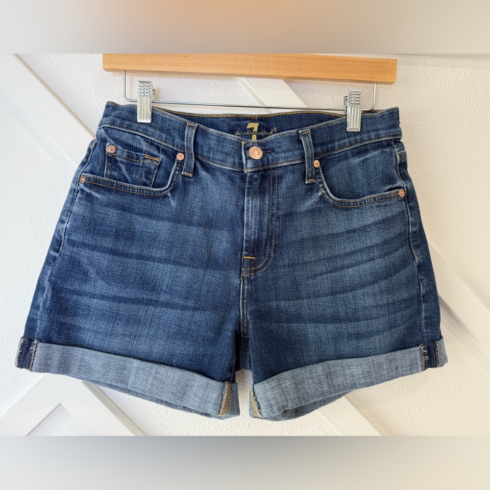 7 For All Mankind Dark Blue Jean Shorts